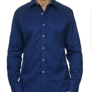 Robert Graham men's blue Windsor long sleeve shirt